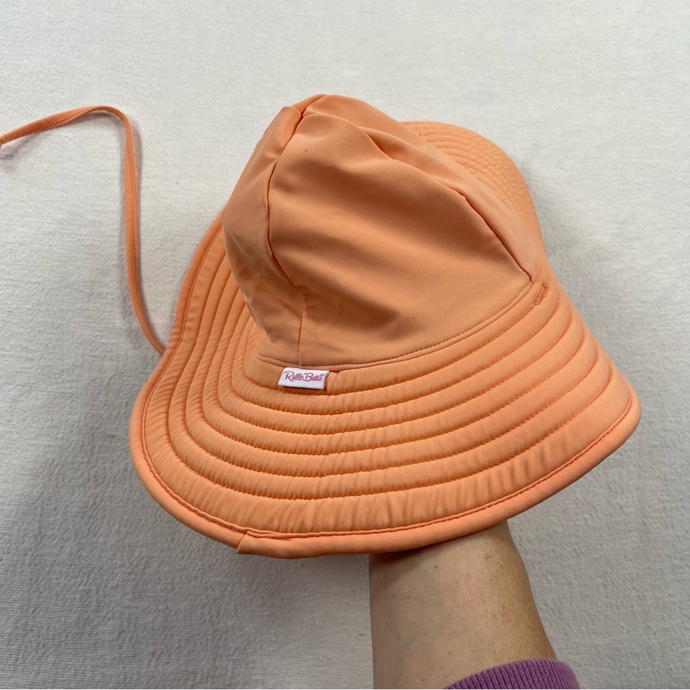 ruffle Butts kids' Peach coral Sun Hat 12m-2T spf50+ beach pool resort